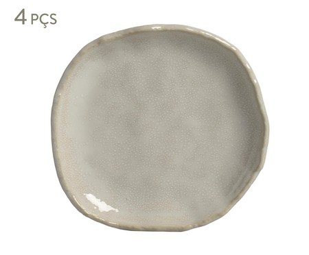 Jogo de Pratos para Sobremesa Orgânico Eco Stone Arenito Branco | Westwing