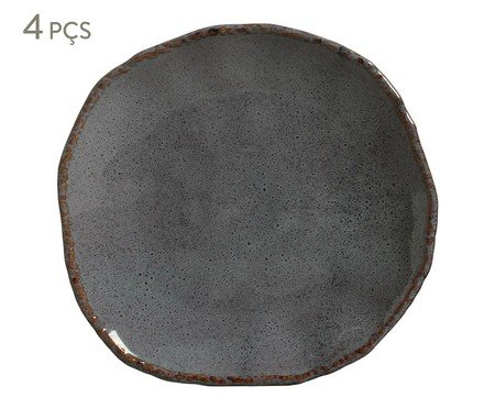 Jogo de Pratos Fundo Orgânico Eco Stone Basalto Azul | Westwing