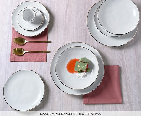 Jogo de Pratos para Sobremesa Orgânico New White Gold Branco | Westwing