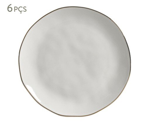 Jogo de Pratos para Sobremesa Orgânico New White Gold Branco, white | WestwingNow