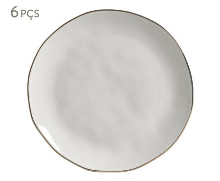 Jogo de Pratos para Sobremesa Orgânico New White Gold Branco | Westwing