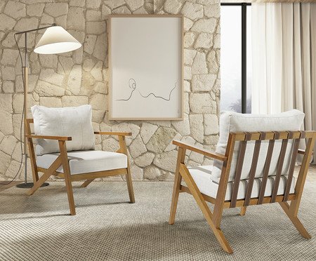 Poltrona Florença de Eucalipto em Linho | Westwing