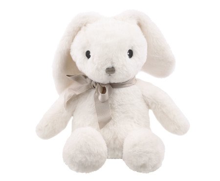 Coelho Pelúcia com Laço Branco e Bege | Westwing