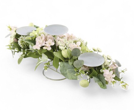 Porta-Vela com Flores e Ovos Fondant Verde e Rosa | Westwing