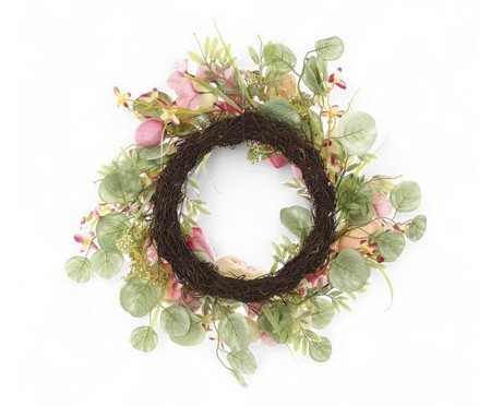 Guirlanda com Flores e Ovos Fondant Verde e Rosa | Westwing