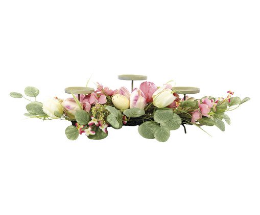 Porta-Vela com Flores e Ovos Fondant Verde e Rosa, green | WestwingNow