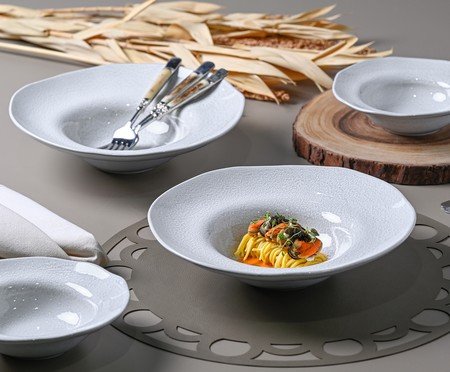 Jogo de Pratos para Massa Orgânico Luz Cinza | Westwing