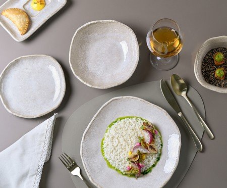 Jogo de Pratos Fundo Orgânico Eco Arenito Branco | Westwing