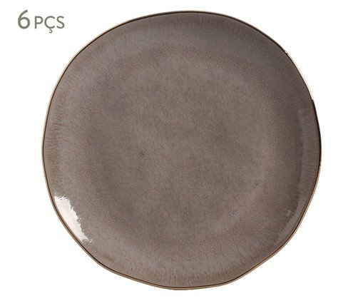 Jogo de Pratos Raso Orgânico Shimeji Gold Cinza, grey | WestwingNow