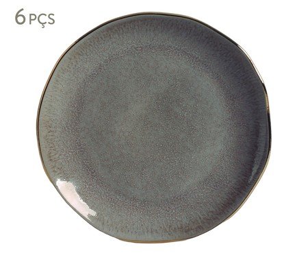 Jogo de Pratos para Sobremesa Orgânico Shimeji Gold Cinza | Westwing