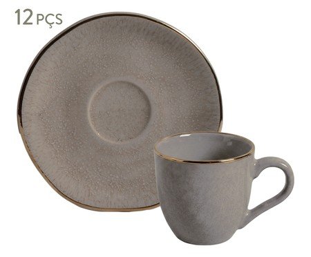 Jogo de Xícaras para Café Orgânico Shimeji Gold Cinza | Westwing