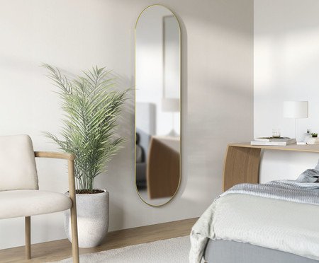 Espelho Estreito com Moldura Hubba Pill Dourado | Westwing