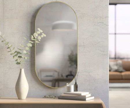 Espelho com Moldura Hubba Pill Dourado | Westwing