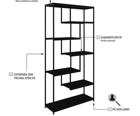 Estante Barcelona Com 7 Prateleiras Preto | Westwing