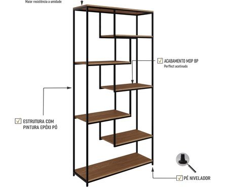 Estante Barcelona Com 7 Prateleiras Nogueira | Westwing