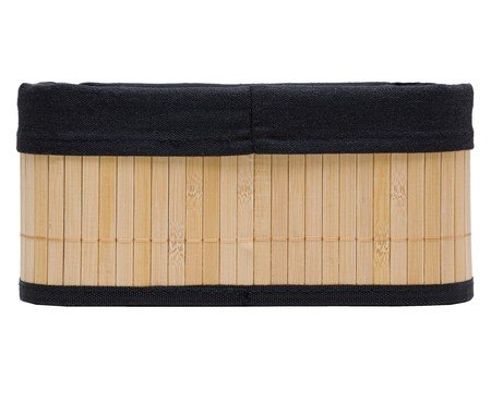 Jogo de Cestos Retangulares com Forro em Tecido Preto | Westwing