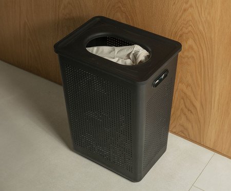 Cesto de Roupas Flow Fechado Preto | Westwing