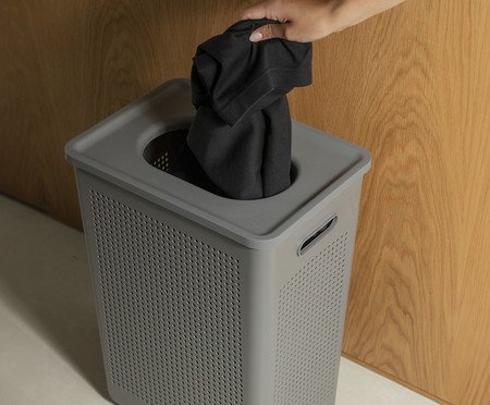 Cesto de Roupas Flow Fechado Chumbo | Westwing