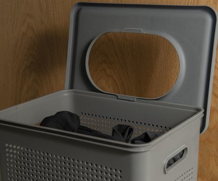 Cesto de Roupas Flow Fechado Chumbo | Westwing