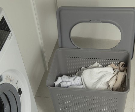 Cesto de Roupas Flow Fechado Chumbo | Westwing