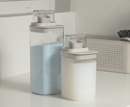 Dispenser Quadrado Flow Fechado Bege e Transparente | Westwing