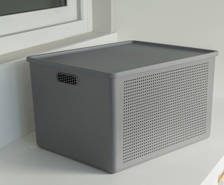 Cesto Flow com Tampa Fechado Chumbo | Westwing