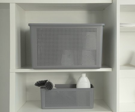 Cesto Flow com Tampa Fechado Chumbo | Westwing