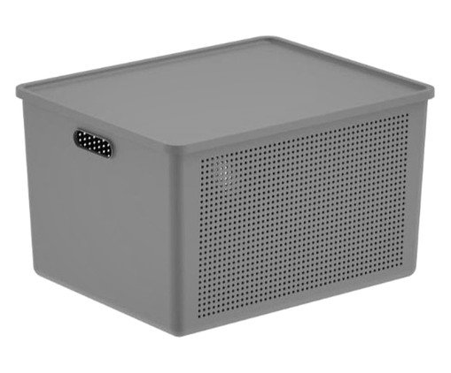 Cesto Flow com Tampa Fechado Chumbo, black | WestwingNow