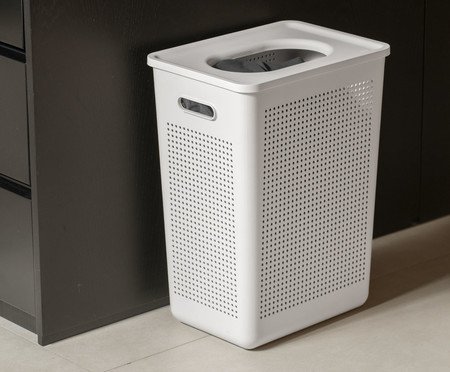 Cesto de Roupas Flow Fechado Branco | Westwing