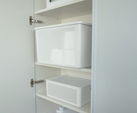 Cesto Flow com Tampa Fechado Branco | Westwing