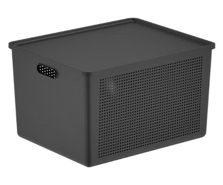 Cesto Flow com Tampa Fechado Preto | Westwing