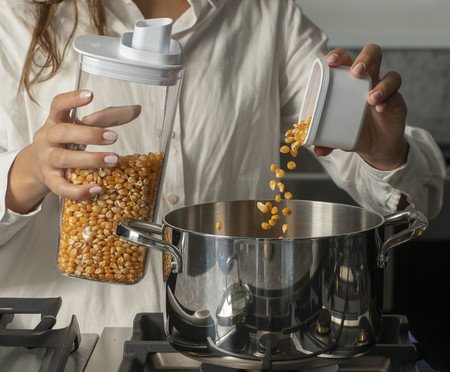 Pote Hermético com Medidor Drop Fechado Branco | Westwing