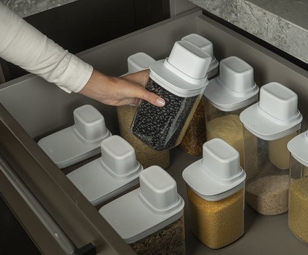 Pote Hermético com Medidor Drop Fechado Branco | Westwing