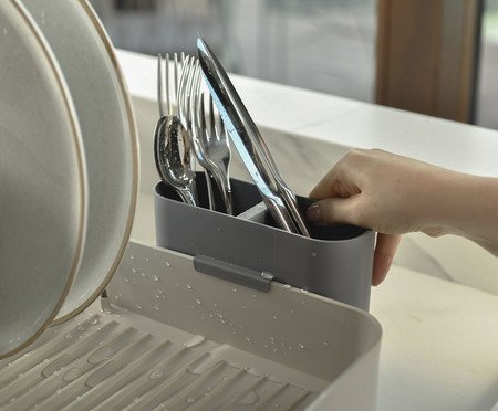 Escorredor de Loucas com Direcionador Liv Fechado Bege | Westwing