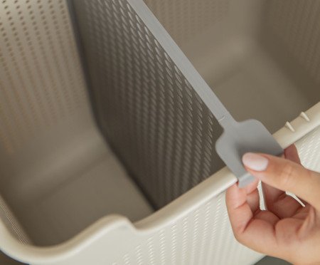 Cesto de Roupas Duplo Compartimento Flow Fechado Branco | Westwing