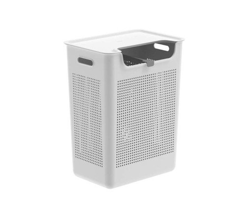 Cesto de Roupas Duplo Compartimento Flow Fechado Branco, white | WestwingNow