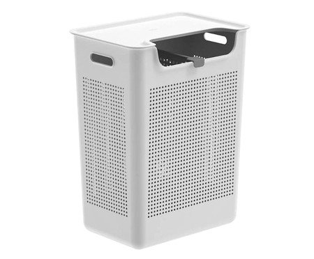 Cesto de Roupas Duplo Compartimento Flow Fechado Branco | Westwing