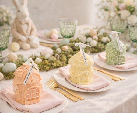 Trio de velas Casinhas Páscoa Amarela, Laranja e Verde | Westwing