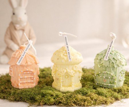 Trio de velas Casinhas Páscoa Amarela, Laranja e Verde | Westwing