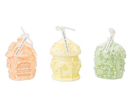 Trio de velas Casinhas Páscoa Amarela, Laranja e Verde | Westwing