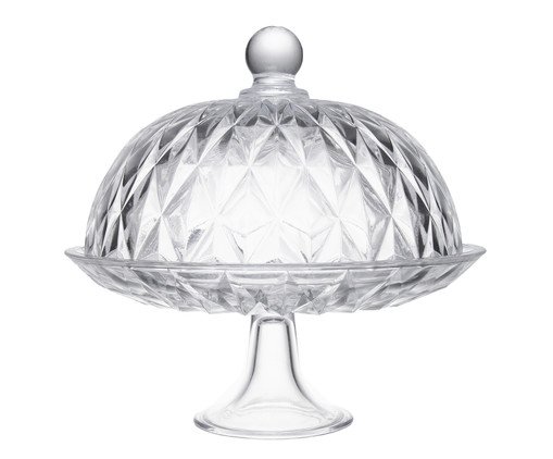 Prato Para Bolo com Pé e Tampa Diamond Cristal, transparent | WestwingNow