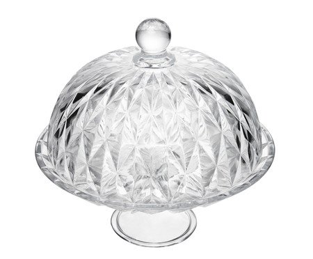 Prato Para Bolo com Pé e Tampa Diamond Cristal | Westwing
