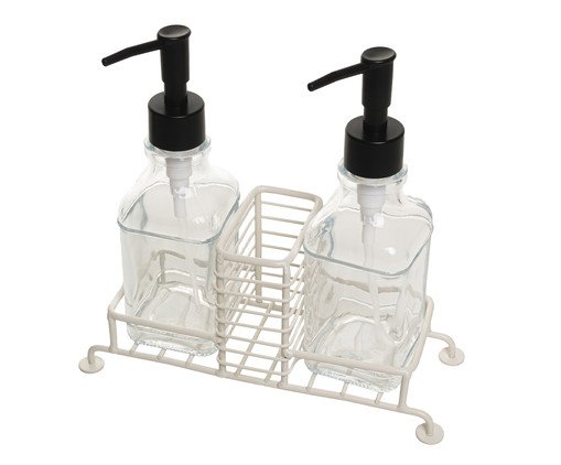 CAIU_Jogo de Porta-Sabonete Líquido com Suporte Duplo Preto, black | WestwingNow