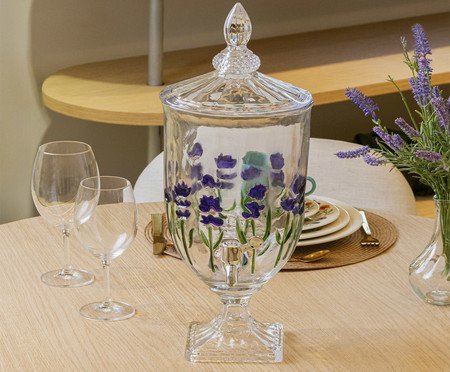 Suqueira com Pé e Tampa Lavanda Hand Painting | Westwing
