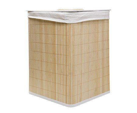 CAIU_Cesto Para Lavanderia com Tampa Triangular Branco em Bambu | Westwing