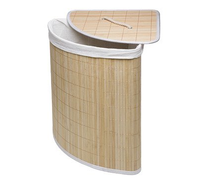 CAIU_Cesto Para Lavanderia com Tampa Triangular Branco em Bambu | Westwing