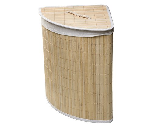 CAIU_Cesto Para Lavanderia com Tampa Triangular Branco em Bambu, white | WestwingNow
