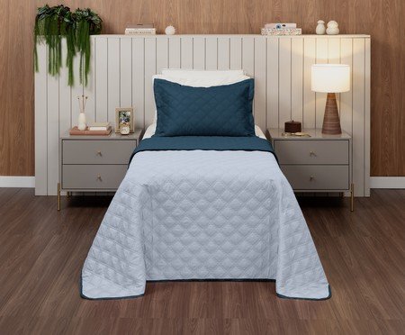 Jogo de Cobre-Leito Nuance Dupla Face Azul Petróleo e Azul Claro | Westwing