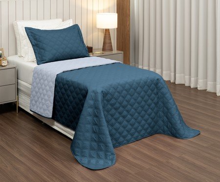 Jogo de Cobre-Leito Nuance Dupla Face Azul Petróleo e Azul Claro | Westwing