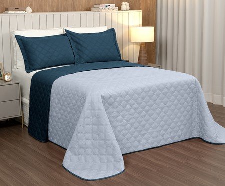 Jogo de Cobre-Leito Nuance Dupla Face Azul Petróleo e Azul Claro | Westwing